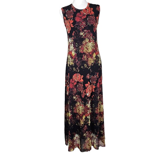 Jean Paul Gaultier Dresses & Skirts - Jean Paul Gaultier Black Maxi Dress with Red and Gold Floral Print